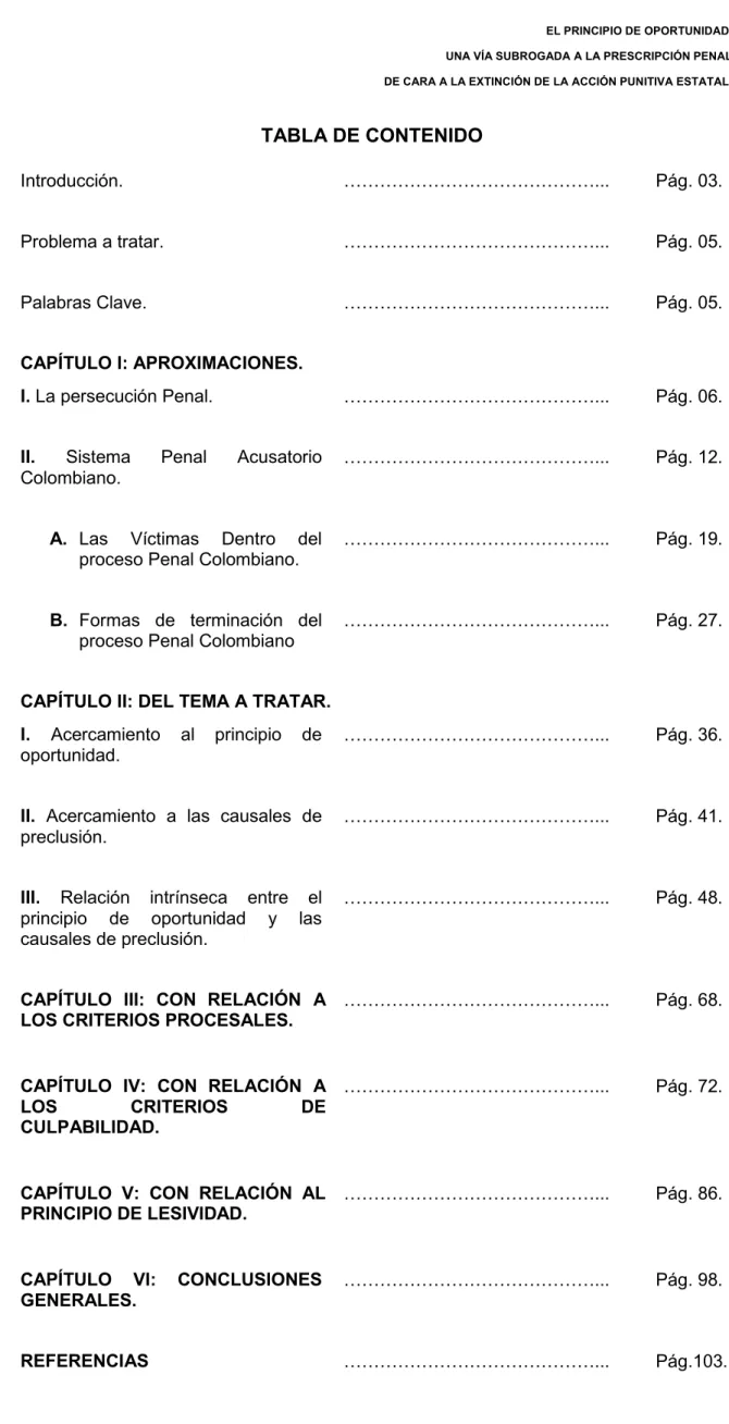 TABLA DE CONTENIDO  Introducción.  ……………………………………...  Pág. 03.   Problema a tratar.  ……………………………………..