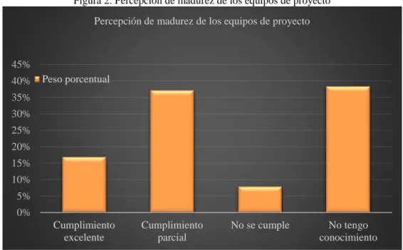 Figura 2. Percepción de madurez de los equipos de proyecto 