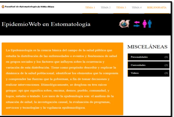Fig. 1. Página de inicio de EpidemioWeb en Estomatología 