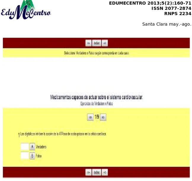 Fig. 2. Ejercicio de Verdadero o Falso. 