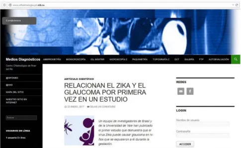 Fig. 1. Sitio Web: Medios Diagnósticos. Página de inicio. 