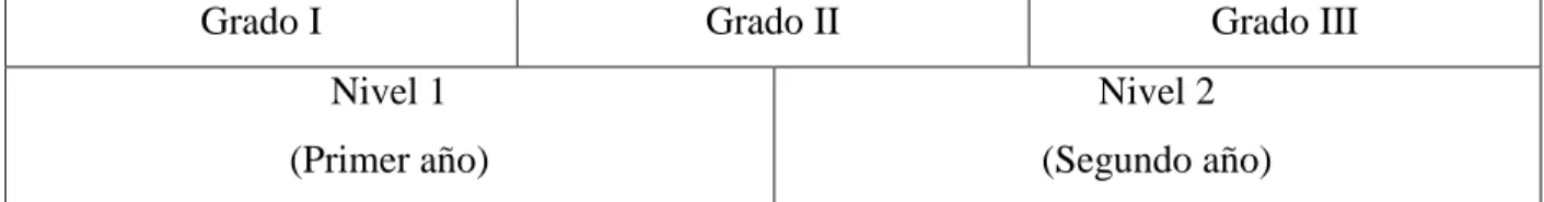 Tabla 2. Grados de dificultad 