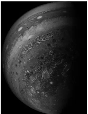 Figura 0.1: Fotografía de la atmosfera de Júpiter a 46,900 kilómetros de distancia, tomada por la sonda espacial Juno, muestra la turbulencia presente en los fenómenos naturales; Tomada el 19 de Mayo de 2017