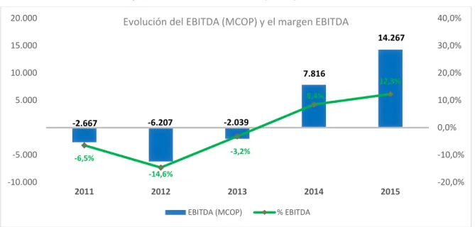 Figura 14. Evolución EBITDA y Margen EBITDA