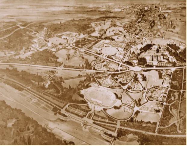 Fig. 2.  La Ciudad Universitaria de Madrid, perspectiva general 1928-29.