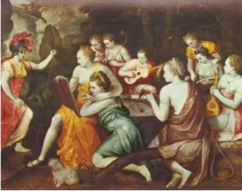 Figura 9. Atenea junto a las musas. Frans Floris. 