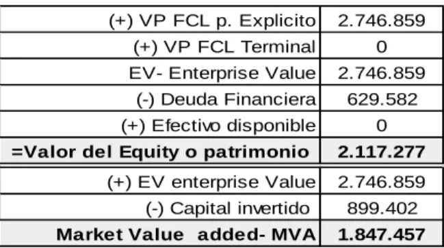 Tabla 7. Resumen proyecto 