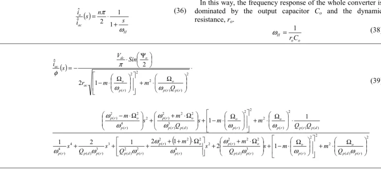 Fig. 10.  Experimental AC response (red line) of the converter and theoretical  (blue line) predicted by the proposed model.