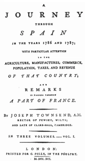 Figura 7. Portada de la edición príncipe de Joseph Townsend de 1791.