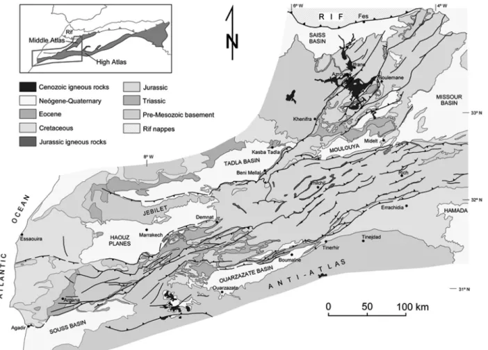 Figure 1. Geological map of the High and Middle Atlas of Morocco.