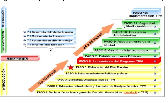 Figura 3. Pasos para la implementación de TPM. Obtenida en Julio, 2013. 