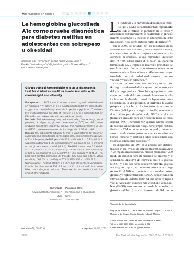 La Hemoglobina Glucosilada A1c Como Prueba Diagnstica Para Diabetes Mellitus En Adolescentes Con 3660