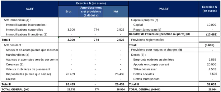 Tableau 25. Bilan prévisionnel