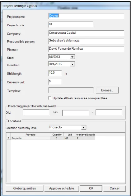 Figura 4 Cuadro de diálogo “Project settings” 