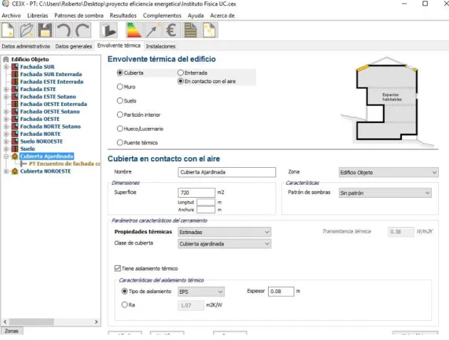 Figura 10. Definir cubiertas (CE3x) 