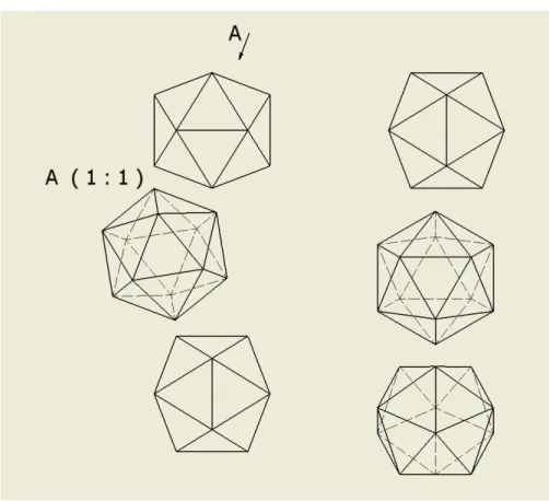 Gráfico 2. Caras en perspectiva de un icosaedro 