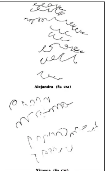 Figura 1. La figura ilustra el ejemplo de escritura nivel 1. Fuente: Ferreiro y Teberosky (1989)