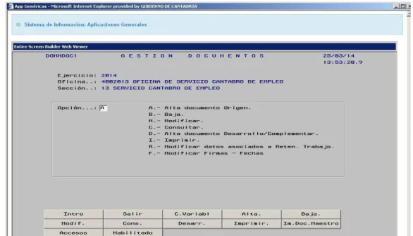 Figura 3. Captura de pantalla del menú de opciones de documentos contables  de  la  aplicación  Generador  de  Documentos  Contables