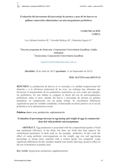 Evaluación Del Incremento Del Porcentaje De Postura Y Peso De Los Huevos En Gallinas Comerciales 5288