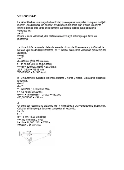 Velocidad Ejercicios Fisica Resueltos