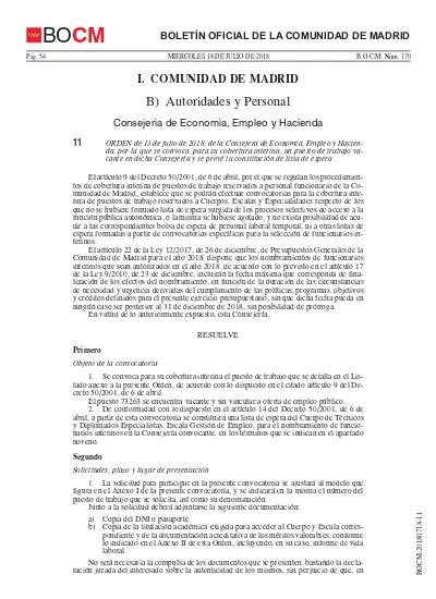 Bocm B Autoridades Y Personal I Comunidad De Madrid BoletÍn Oficial De La Comunidad De Madrid 6552