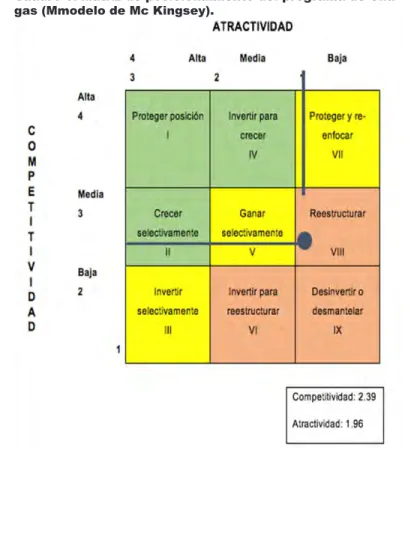 Cuadro 6. Matriz de posicionamiento del programa de Cha- Cha-gas (Mmodelo de Mc Kingsey).