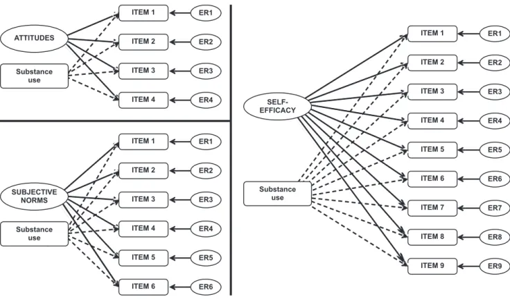 Figure 1. Graphic representation of DIF models for TPB determinants