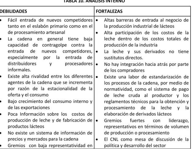 TABLA 10. ANALISIS INTERNO 