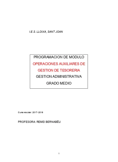 Programacion De MÓdulo Operaciones Auxiliares De Gestion De Tesoreria Gestion Administrativa