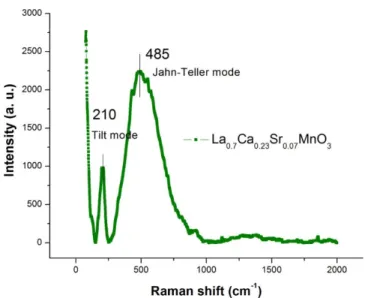 FIG. 4. Raman spectrum for La 0.7 Ca 0.23 Sr 0.07 MnO 3  sample. 