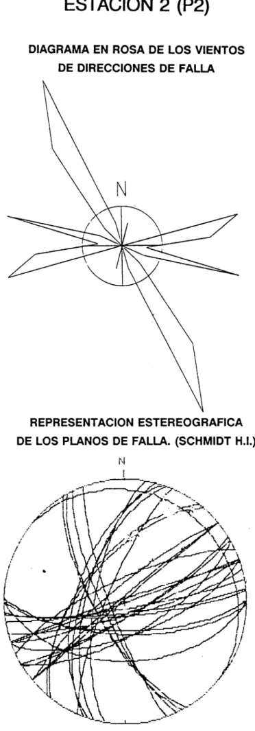 Figura nº 5.- Representación gráfica de 31 datos de fallas. E2 (P2). Sinclinal de Valdeganga