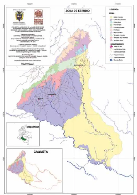Figura 2. Mapa de clima de la zona nororiental del departamento del Caquetá,  Fuente: SINCHI (2011).