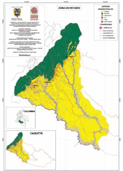 Figura 3. Mapa de fisiografía de la zona nororiental del departamento del Caquetá,  Fuente: SINCHI (2011).