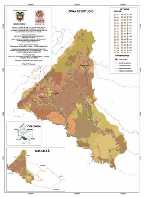 Figura 4. Mapa de suelo de la zona nororiental del departamento del Caquetá. 