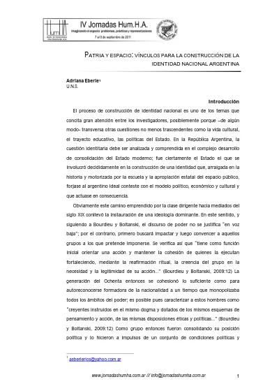 Patria y espacio: vínculos para la construcción de la identidad ...