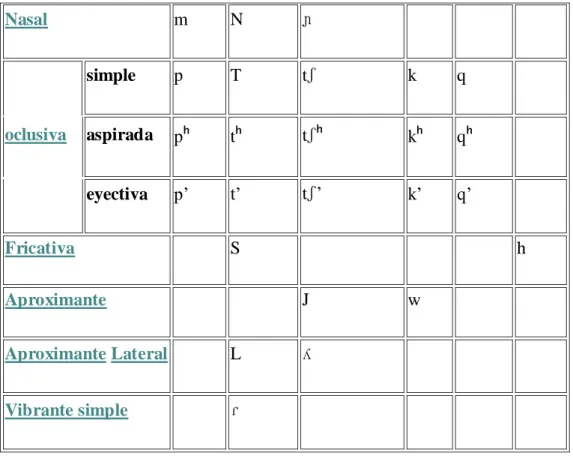 Tabla 5 Consonantes Actuales 