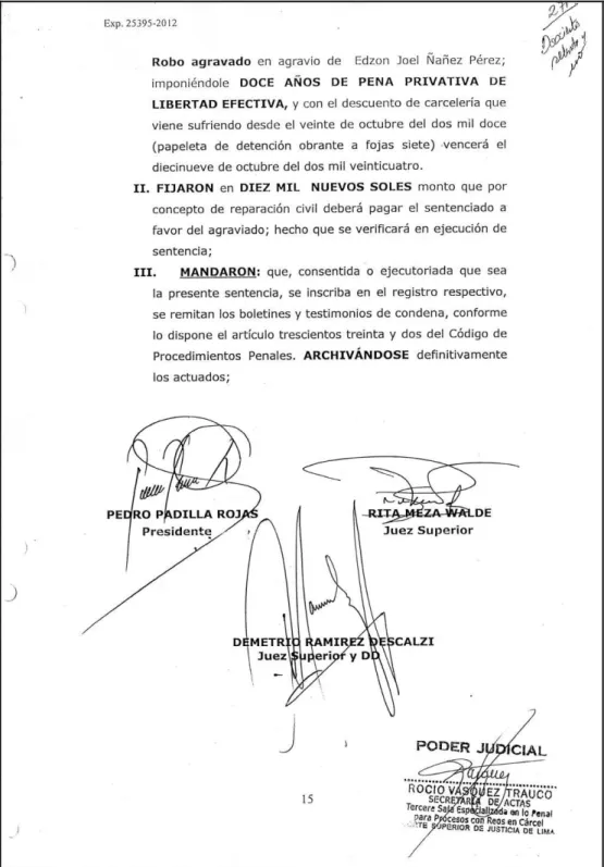 Figura 6. Corte Superior de Justicia de Lima. 3 o  Sala Penal para Procesos de Reos en Cárcel