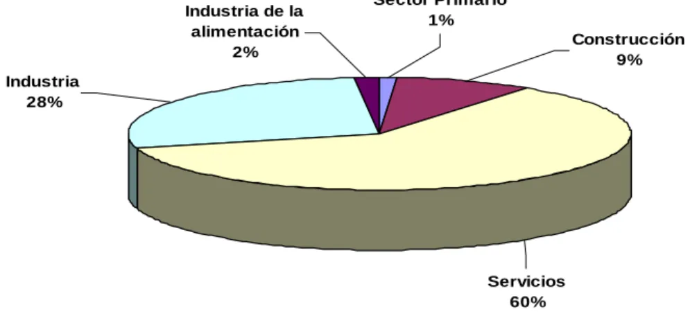GRÁFICO 1: DISTRIBUCIÓN DEL PIB POR SECTORES. AÑO 2005 