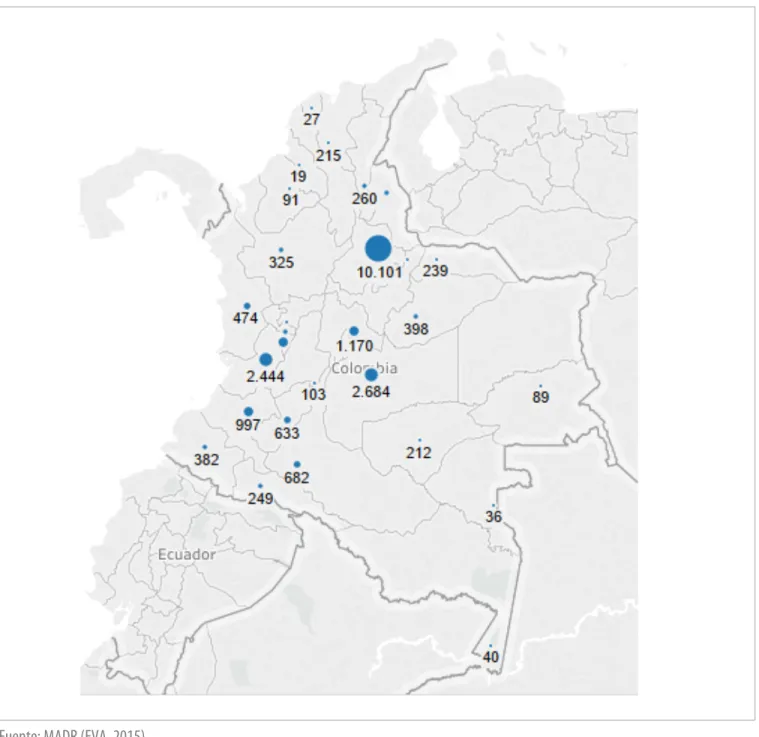 Gráfico 5. Mapa de área sembrada de la piña en Colombia  