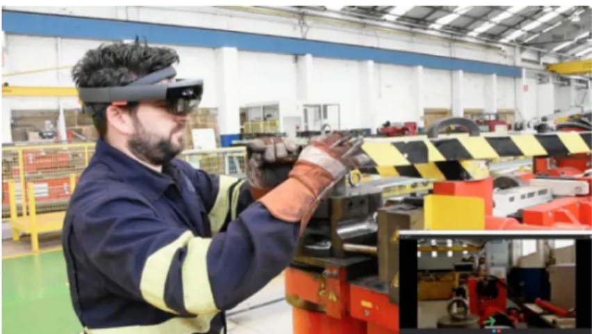 Figure 6. One of the tests in the pipe workshop with the HoloLens augmented collaboration application.