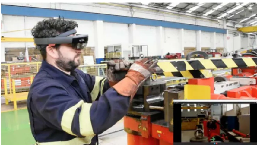 Figure 6. One of the tests in the pipe workshop with the HoloLens augmented collaboration application.