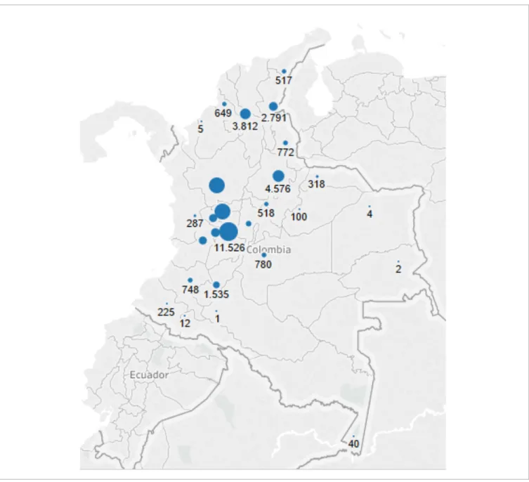 Gráfico 5. Mapa de área sembrada de mango en Colombia 
