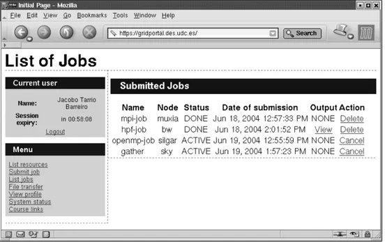 Fig. 6. List of user’s jobs.