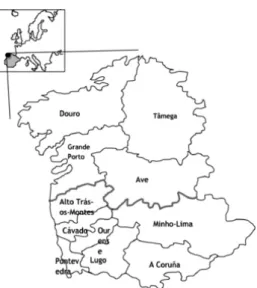 Figura 3. Enquadramento geográfico do Eixo  Atlântico na Europa