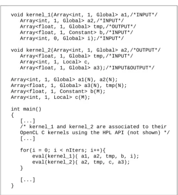 Figure 2: Example of an HPL application where two different kernels are invoked nIters times.