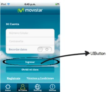 Figura 9. Ejemplo de UIButton en la aplicación de movistar CO