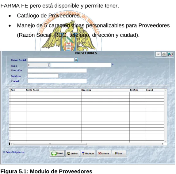 Figura 5.1: Modulo de Proveedores 