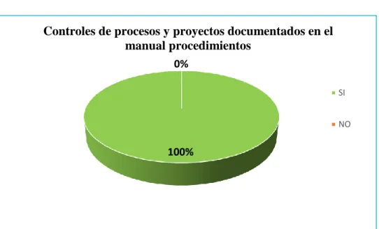 Tabla N°8: controles de procesos y proyectos documentados en el manual  procedimientos 