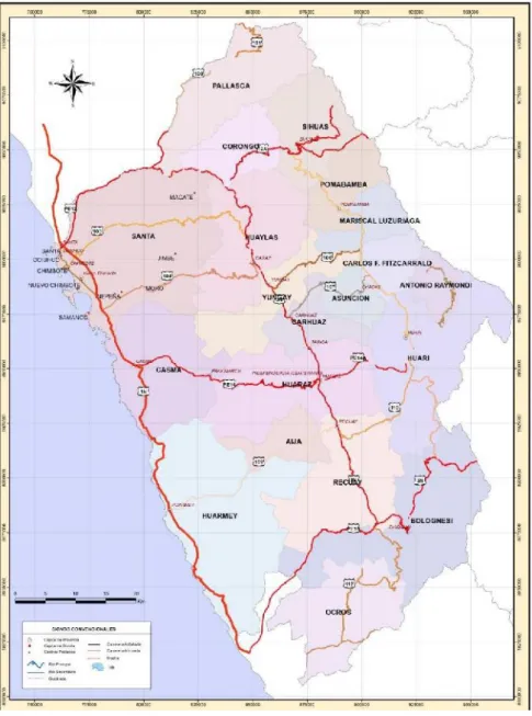 Figura 17. Mapa Vial de la Región Ancash. 