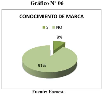 Gráfico N° 06  Conocimiento de Marca